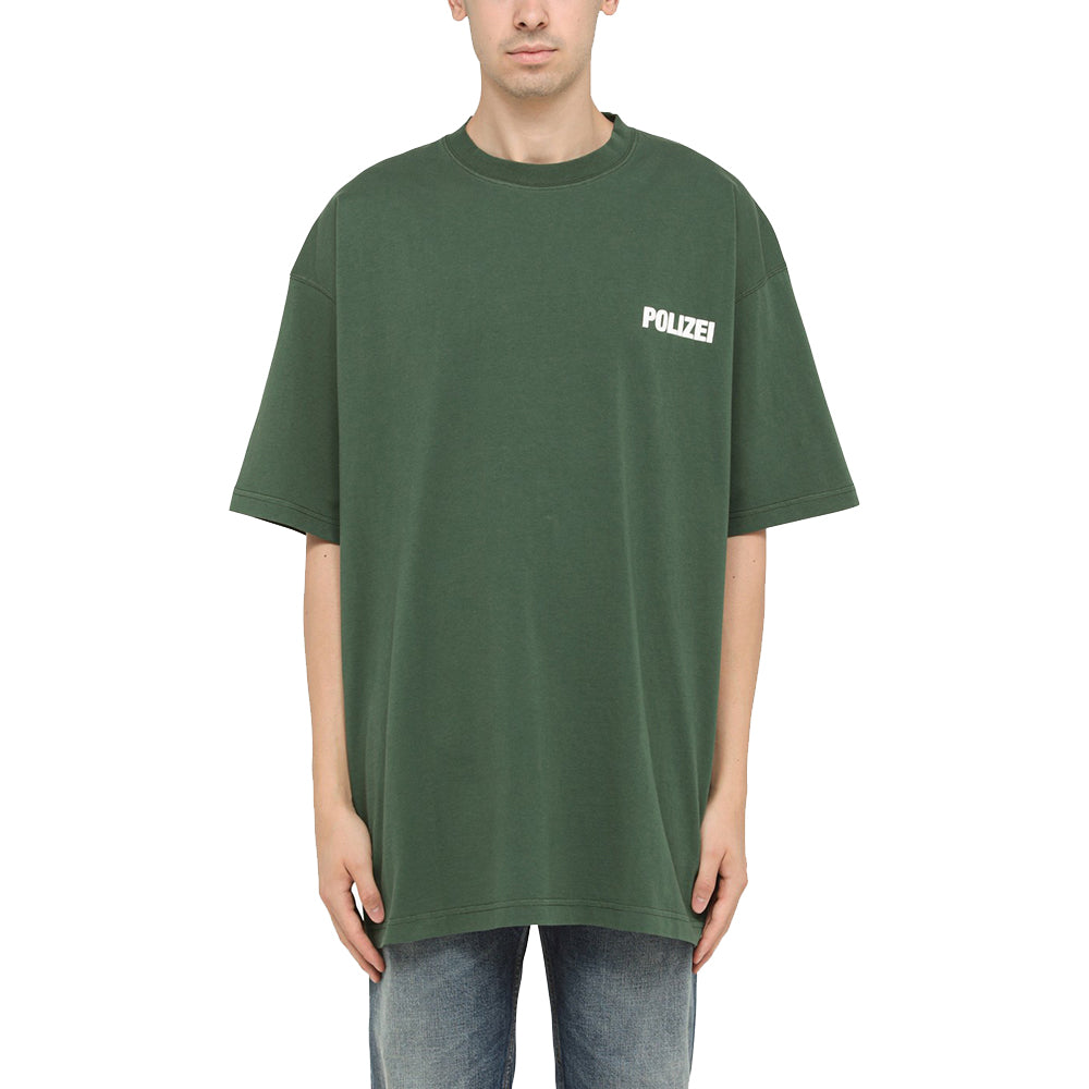 Vetements Unisex Cotton 'Polizei' T-Shirt in Forest Green – Year 