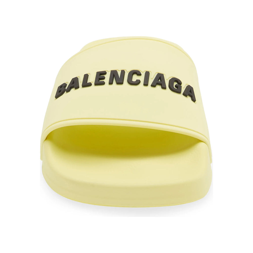 Balenciaga Women's Logo Rubber Pool Slide Sandals in Yellow