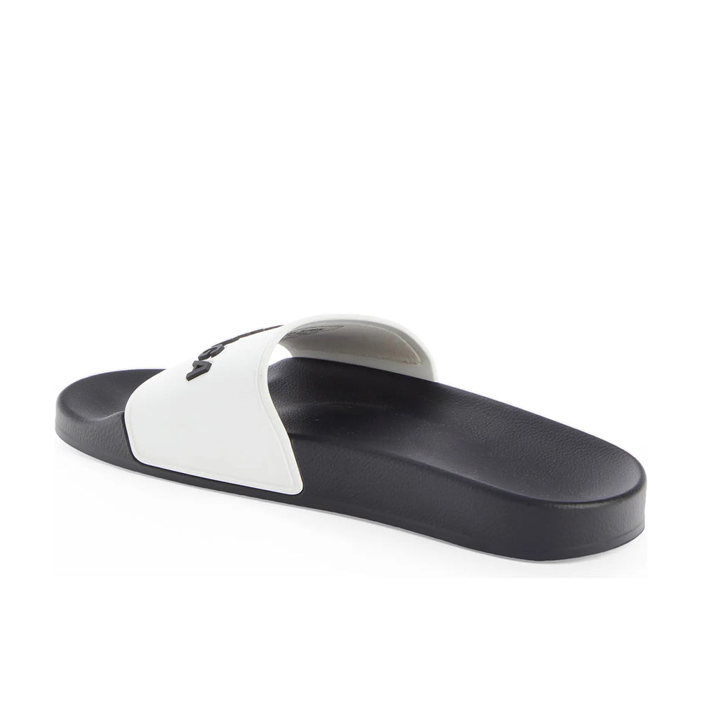 Balenciaga Black/White Rubber All Over Logo Pool Slides Size 44 Balenciaga