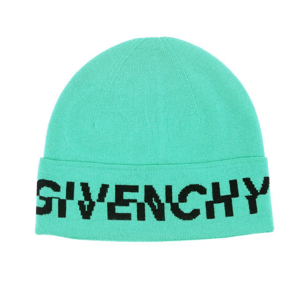 Givenchy Unisex Split Logo Wool Beanie Turquoise Blue - Year Zero LA