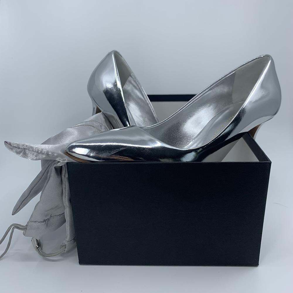 Giuseppe Zanotti Women's Leather Pointed Toe Pump Heels Silver - Year Zero LA